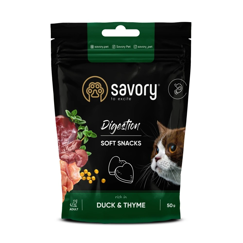 М які ласощі Savory для покращення травлення котів, качка та чебрець