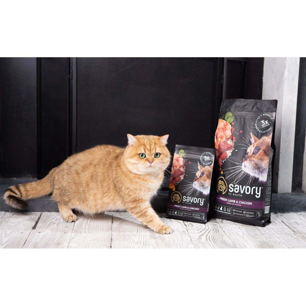 Корм сухий Savory Adult Cat Steril Fresh Lamb and Chicken для стерилізованих котів з ягнятиною та куркою 400 г