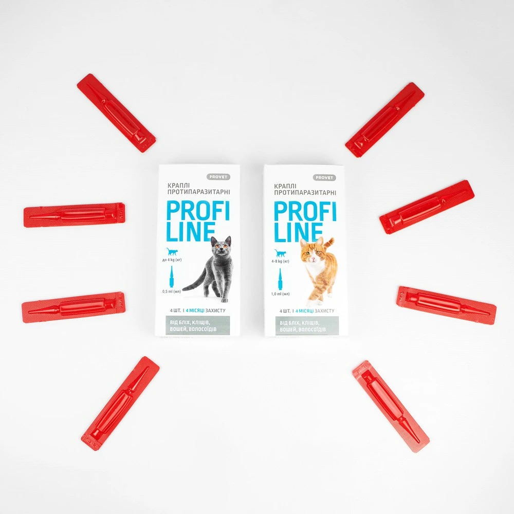 Краплі Provet PROFILINE для котів 4-8 кг інсектоакарицид 4 піпетки по 1 мл