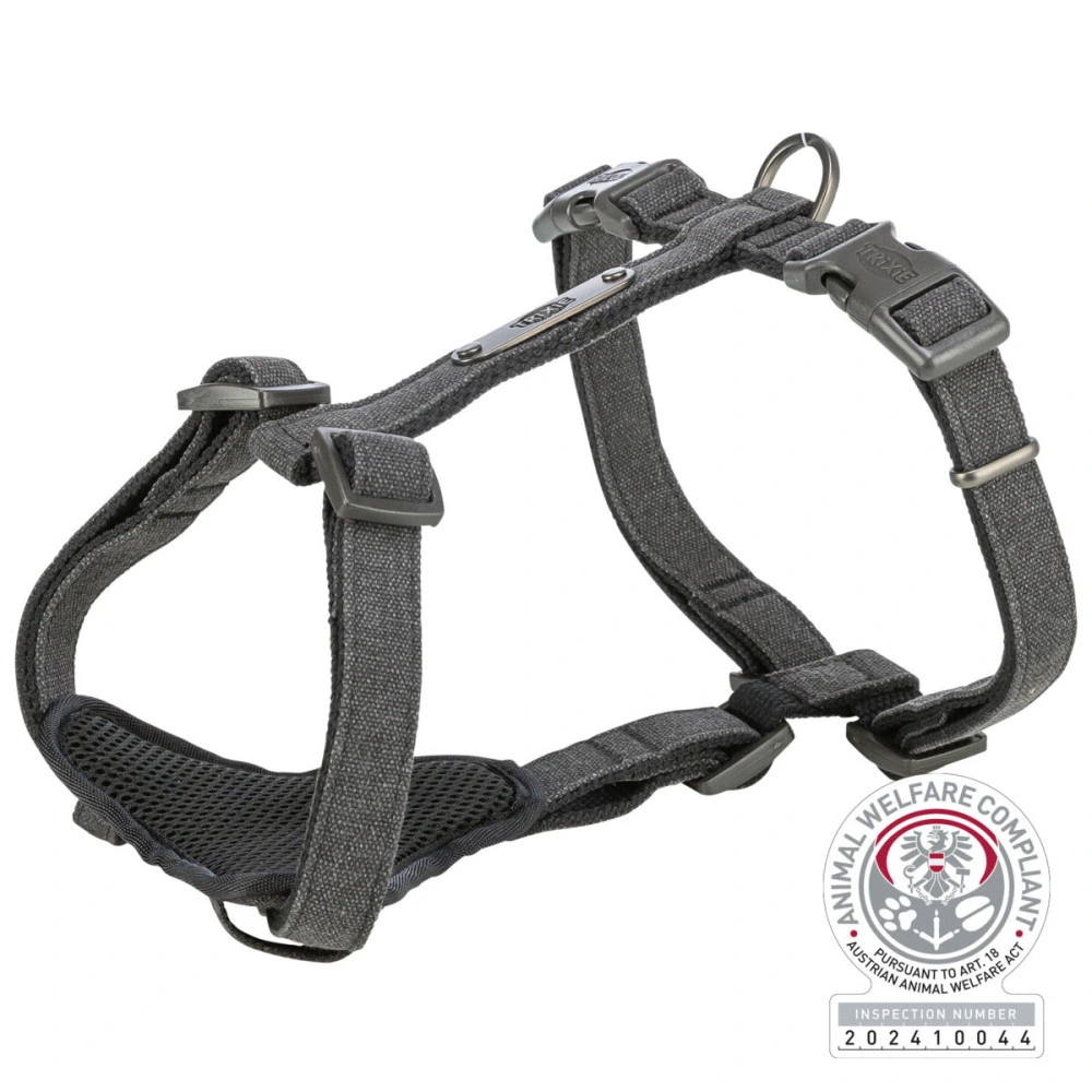 Шлей Trixie CityStyle H-harness для собак хлопок M–L 52–75 см 20 мм черный