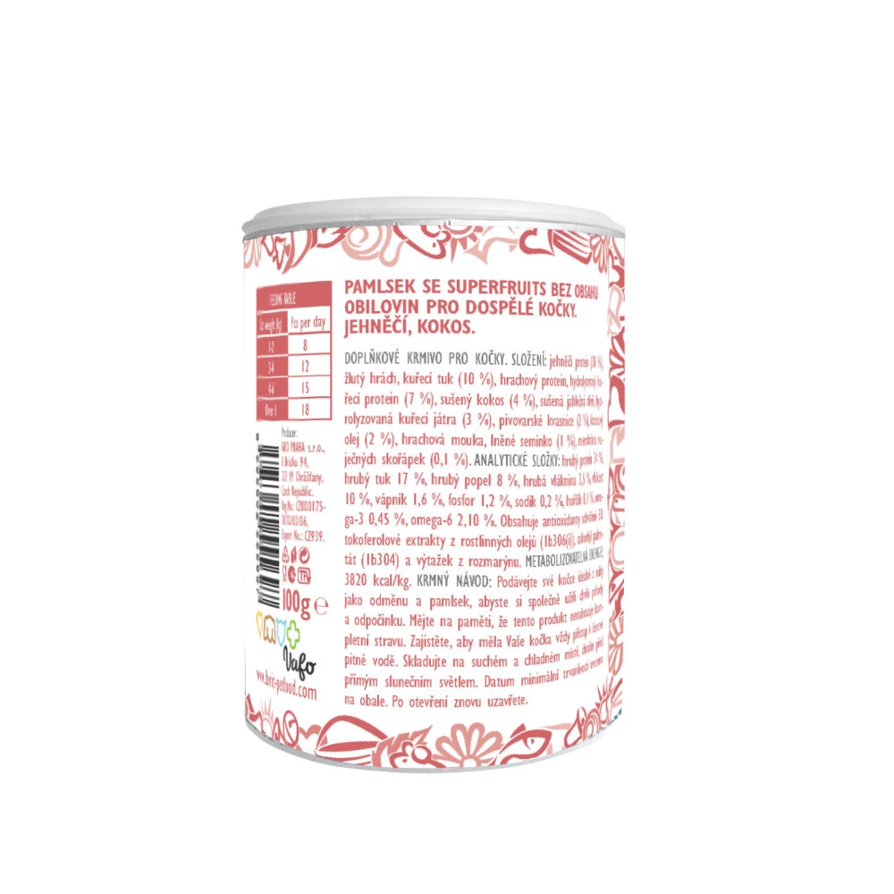 Ласощі Brit Care Superfruits Snack Lamb д/котів з ягням і кокосом 100 г