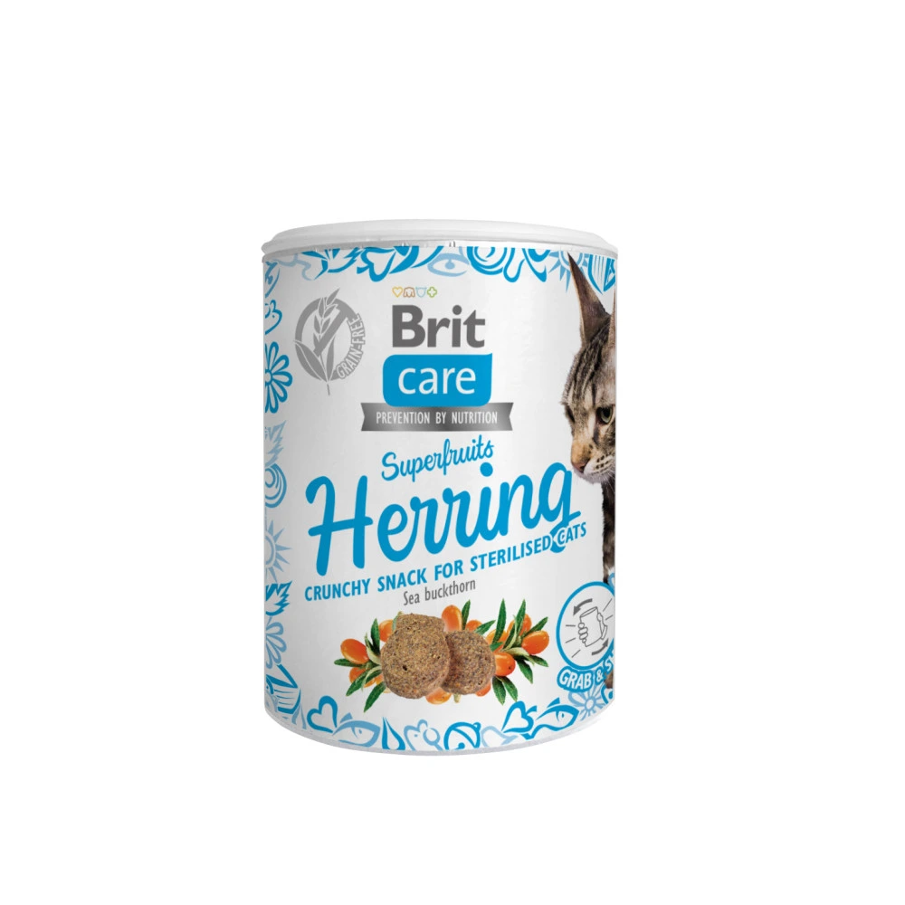 Ласощі Brit Care Superfruits Snack Herring д/стерилізованих котів з оселедецем і обліпихою 100 г