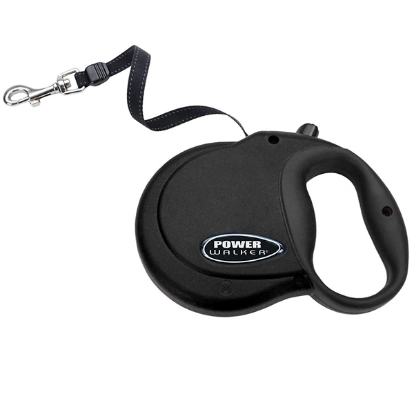 Рулетка-повідець для собак Coastal Power Walker Retractable Leash, Чорний, стрічка 4.8м
