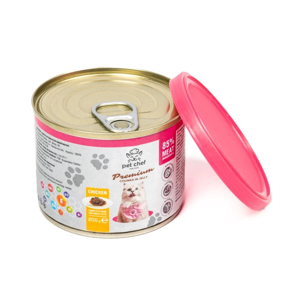 Вологий корм для котів Pet Chef шматочки в желе з куркою 200г