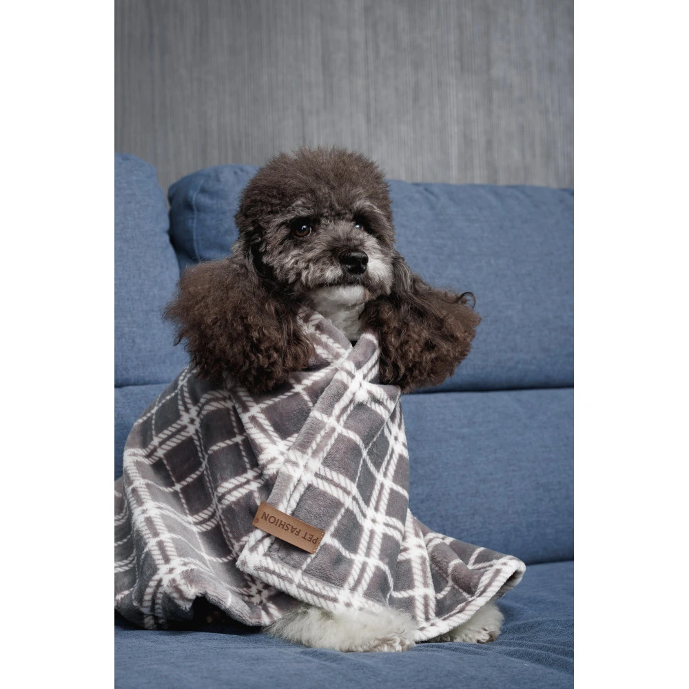 Плед Pet Fashion Bliss 2 для собак і котів плюш сірий картатий 70,5х94 см