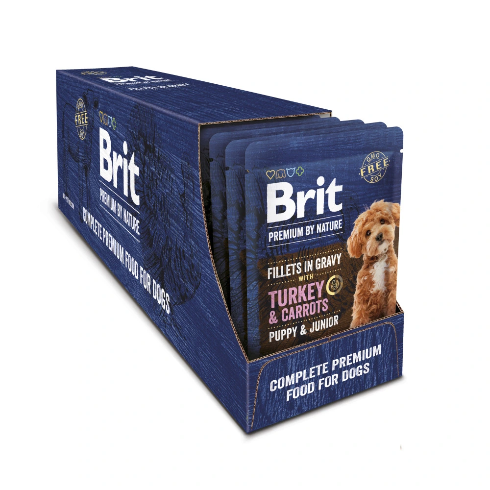 Корм вологий Brit Premium Fillets in Gravy Turkey & Carrots Puppy для цуценят малих порід філе в соусі індичка і морква 85 г