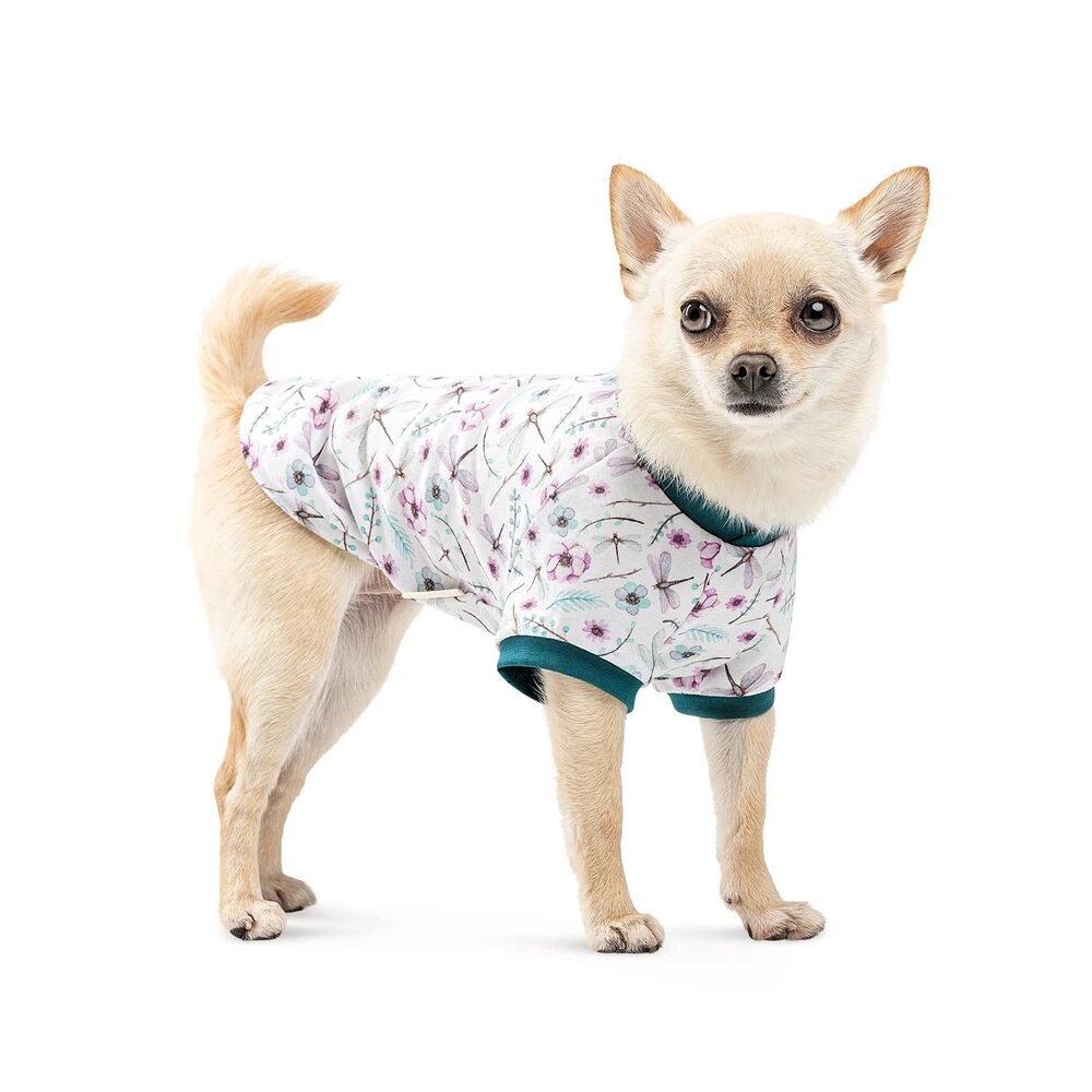 Футболка Pet Fashion Flora для собак бавовна трикотаж біла з квітковим принтом XХS
