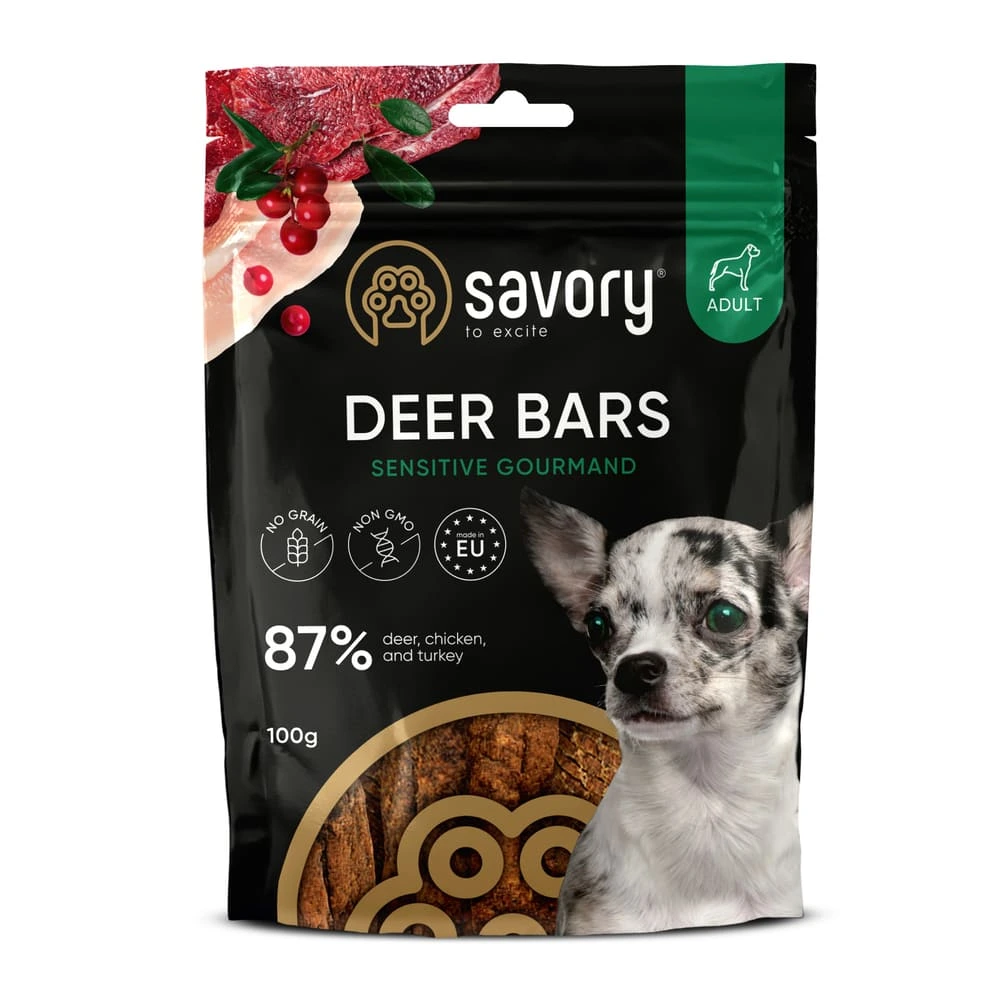 Джерки Savory Bars With Venison батончики для собак з олениною 100 г