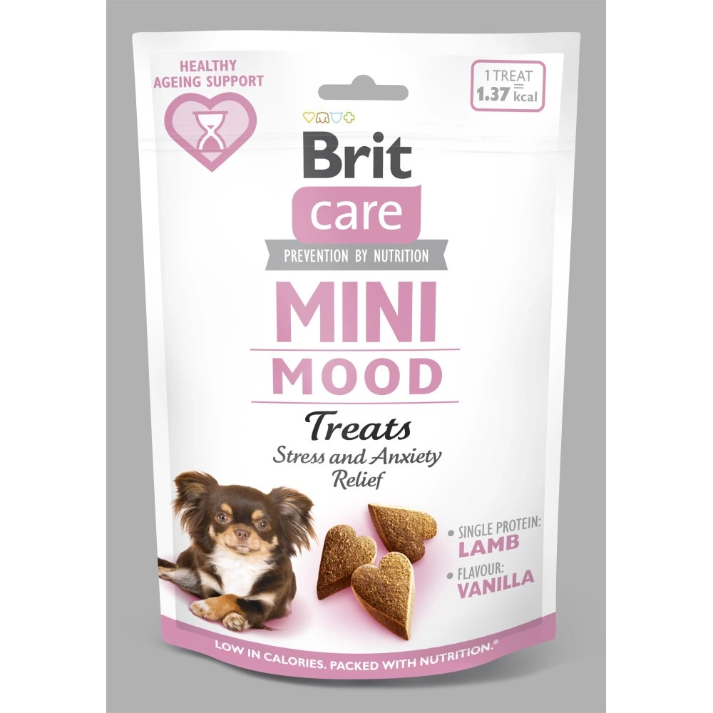 Лакомство Brit Care Mini Treats Mood для собак малых пород против стресса ягненок вкус ваниль 50 г