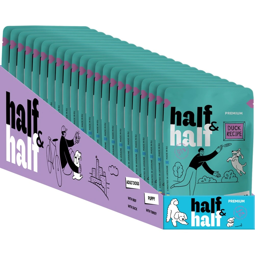 Корм вологий Half&Half Duck in Gravy for Adult Dogs шматочки качки в соусі для дорослих собак 100 г