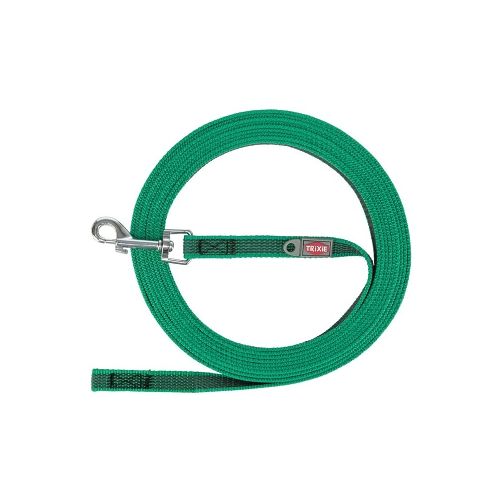 Повідець Trixie Tracking leash для собак прогумований S-M 10 м 15 мм зелений