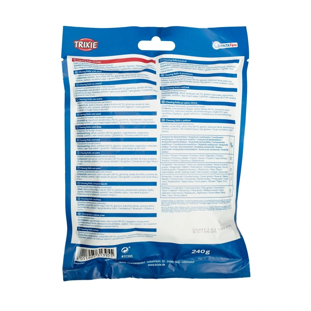 Лакомство Trixie Denta Fun Chewing Rolls для собак Палочка для чистки зубов с уткой 12 см 240 г 30 шт