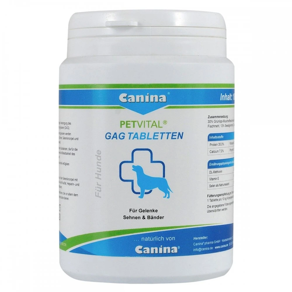 Мінеральний комплекс Canina Petvital GAG для собак для суглобів і тканин глюкозамін з екстрактом мідій 180 г 180 табл.