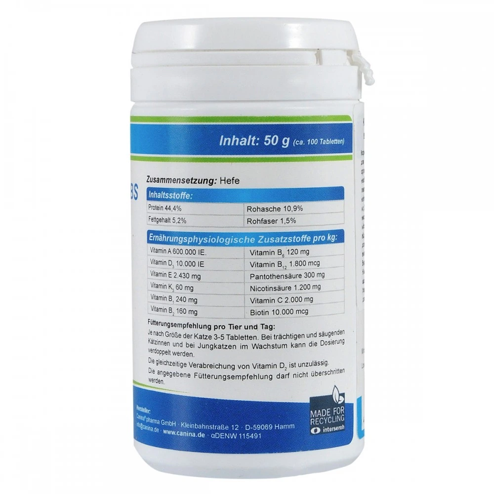 Вітамінний комплекс Canina Cat-Vitamin Tabs для котів 50 г 100 табл.