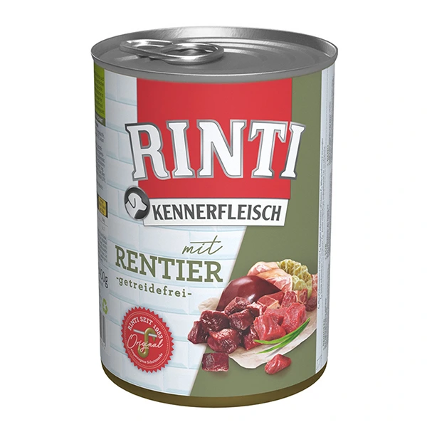 Вологий корм для собак Rinti Kennerfleisch mit Rentier, Оленина, 0.4 кг