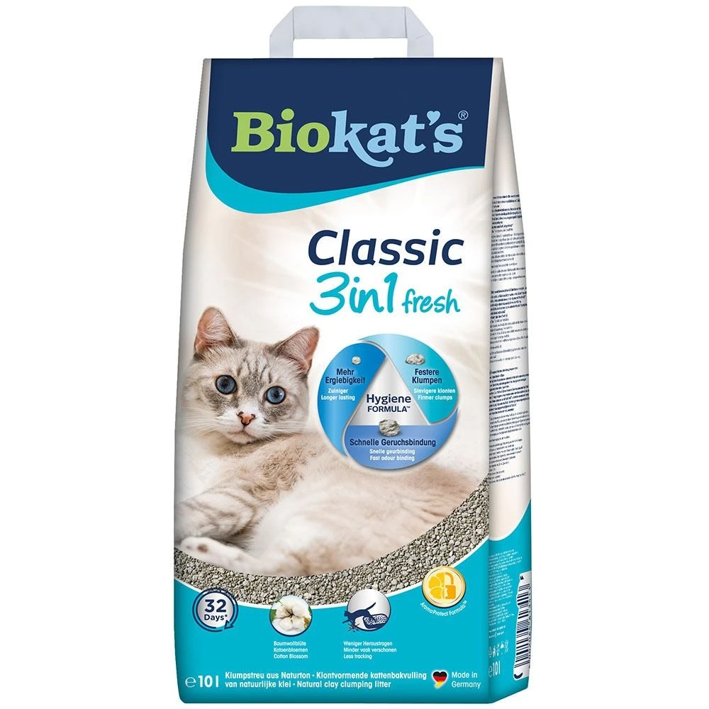 Наповнювач Biokats для котячого туалету Classic Fresh 3in1 Cotton Blossom бентонітовий 10 кг