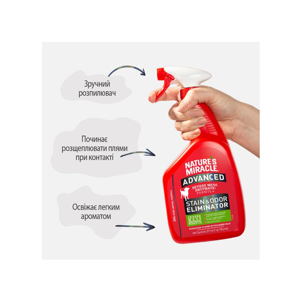 Засіб 8in1 Nature_s Miracle ADV Dog Stain and Odor Elimin Spray для усунення плям та запахів від собак з посиленою формулою