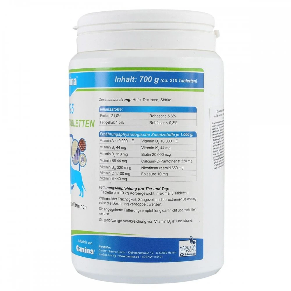 Вітамінний комплекс Canina V25 Vitamintabletten для собак 700 г 210 табл.