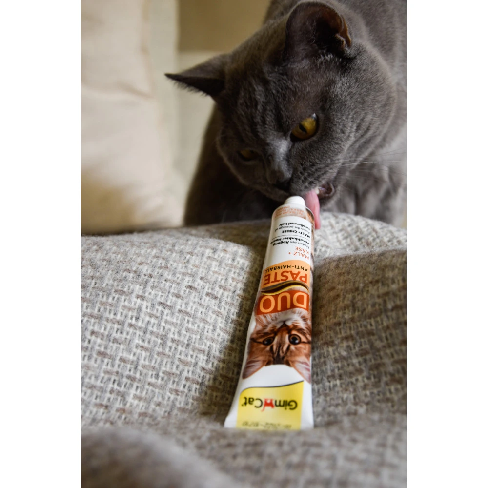 Паста GimCat DUO PASTE Anti-hairboll malt with cheese для котів з чутливим травленням усіх порід мальт та сир 50г