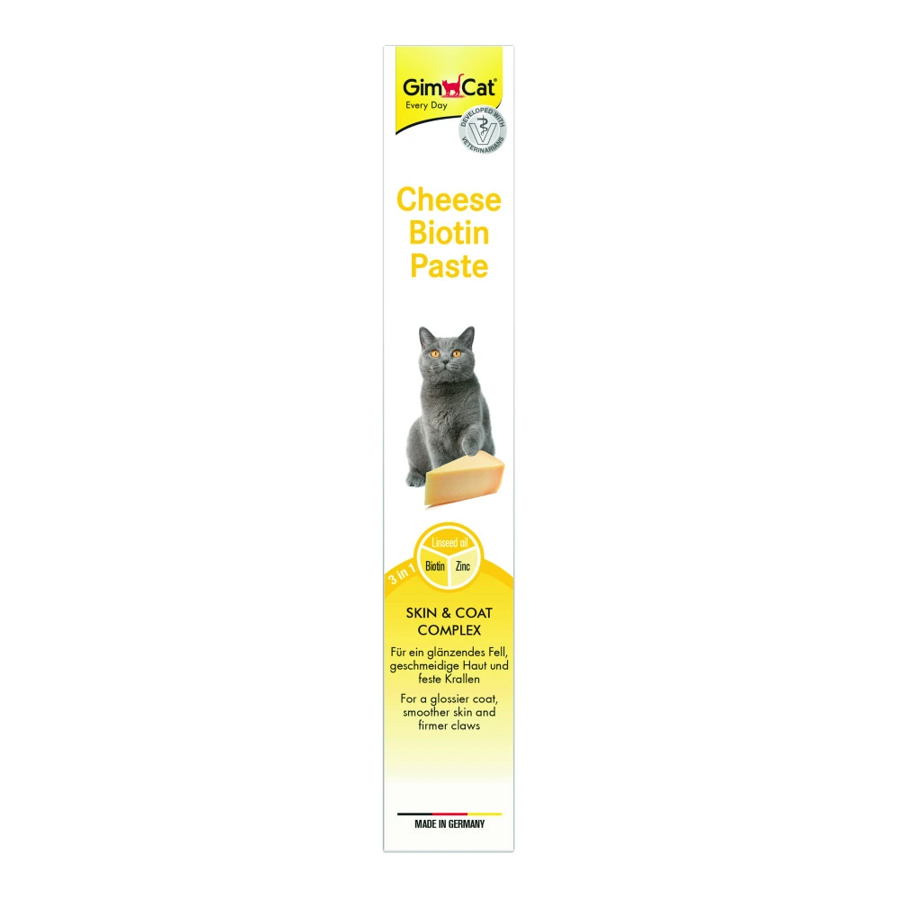 Паста GimCat Cheese Biotin Paste для кошек всех пород сырная с биотином 100г