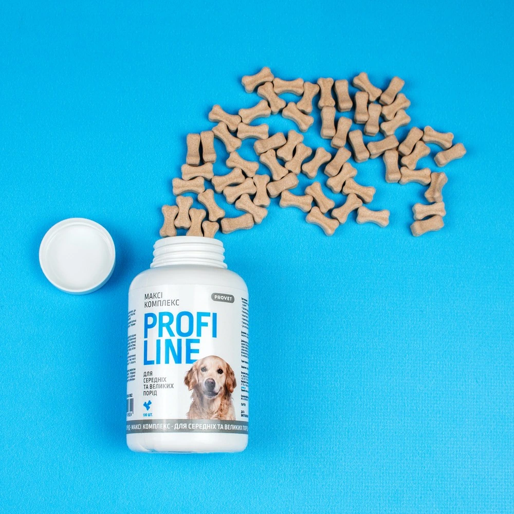 Витамины Provet PROFILINE для собак МАКСИ комплекс для средних и крупных пород для опорно-двигательного аппарата 100 таб