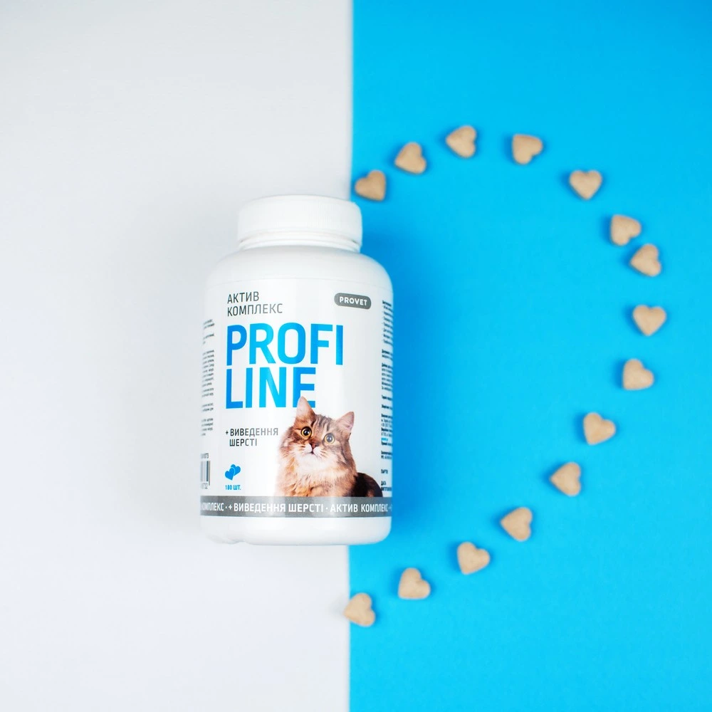 Вітаміни Provet PROFILINE для котів АКТИВ комплекс та виведення шерсті 180 таб
