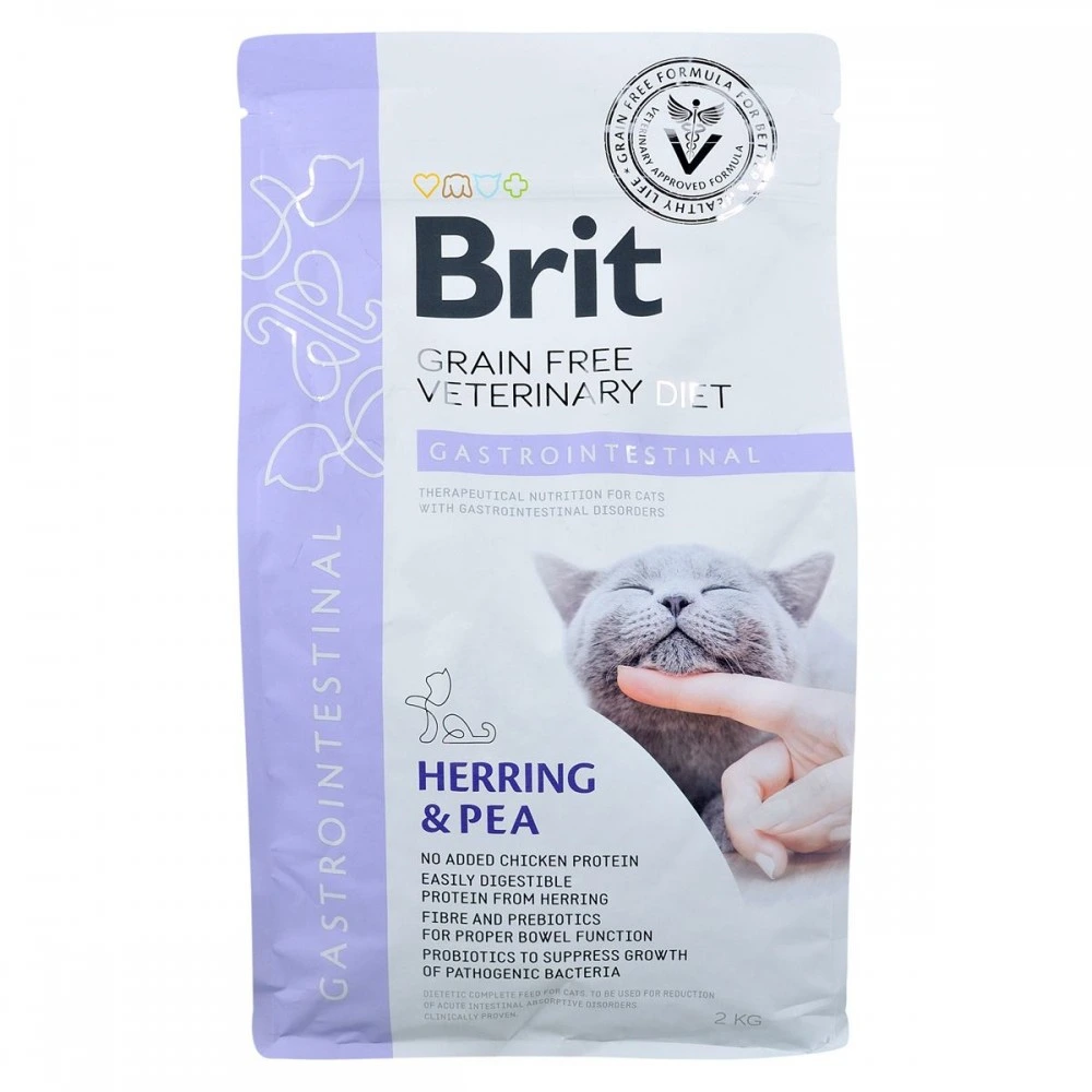 Корм сухий Brit Grain Free VetDiet Cat Gastrointestinal для котів при порушенні травлення з оселедцем лососем яйцем та горох