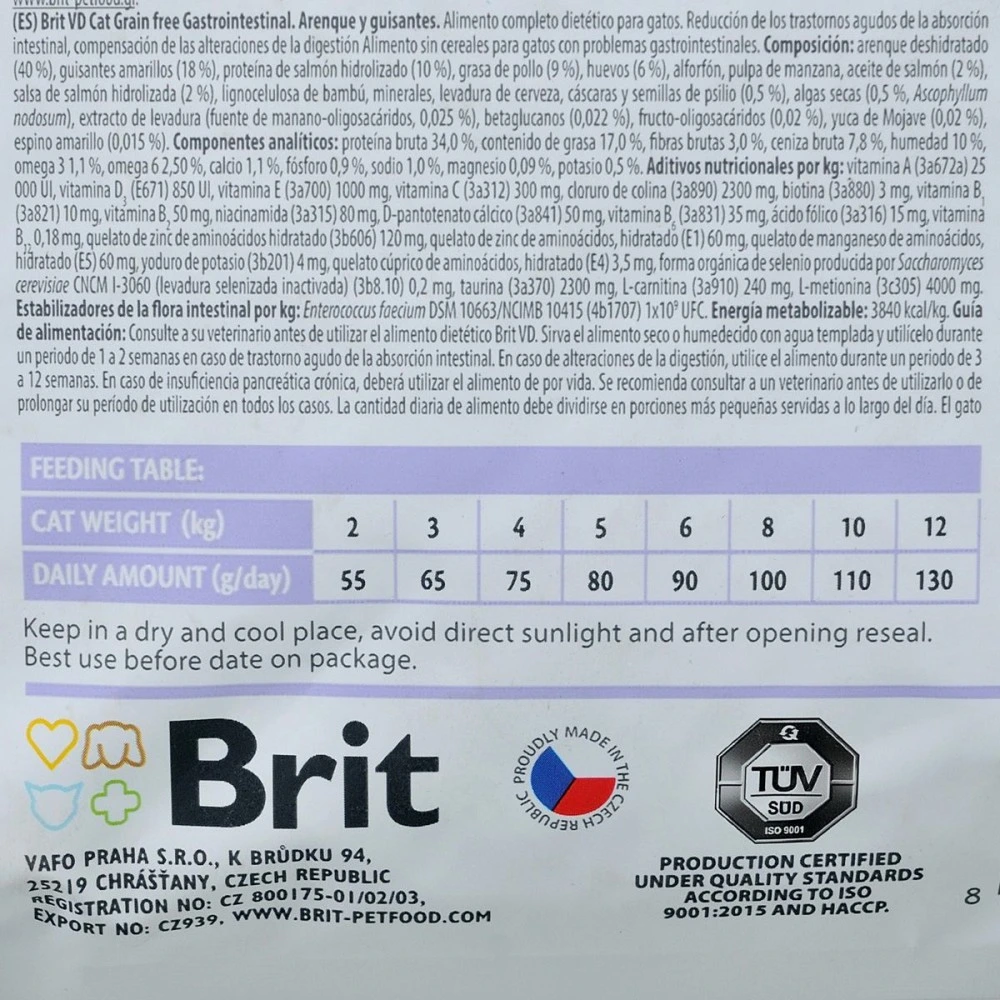 Корм сухий Brit Grain Free VetDiet Cat Gastrointestinal для котів при порушенні травлення з оселедцем лососем яйцем та горох