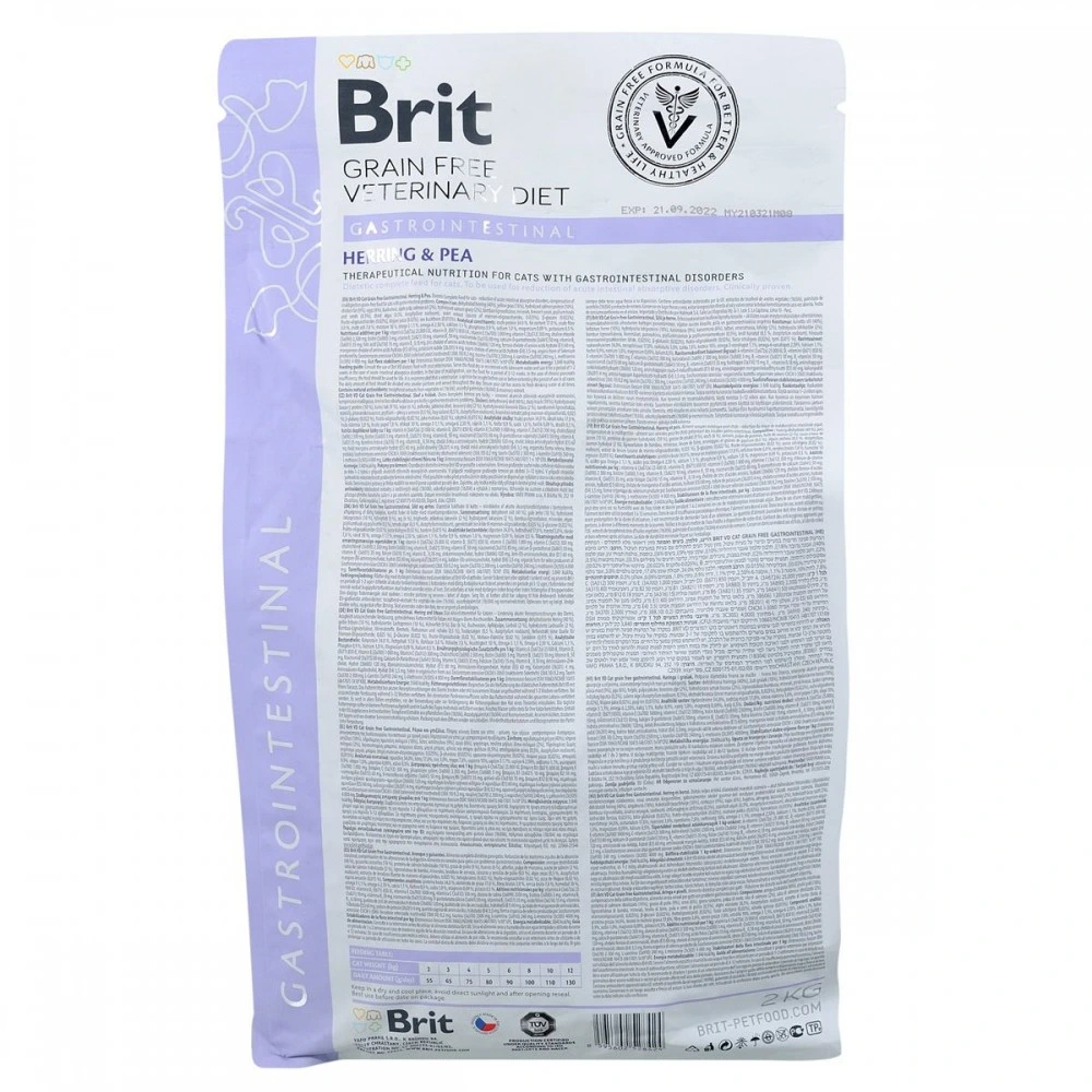 Корм сухий Brit Grain Free VetDiet Cat Gastrointestinal для котів при порушенні травлення з оселедцем лососем яйцем та горох