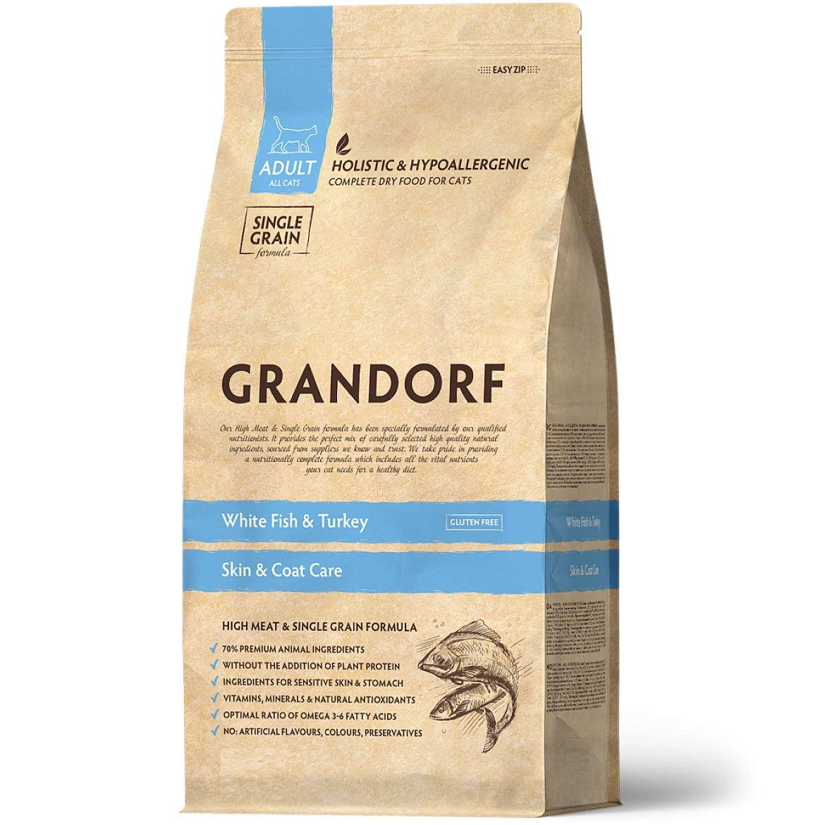 Корм для котів Grandorf Indoor White Fish & Turkey, 0,4 кг
