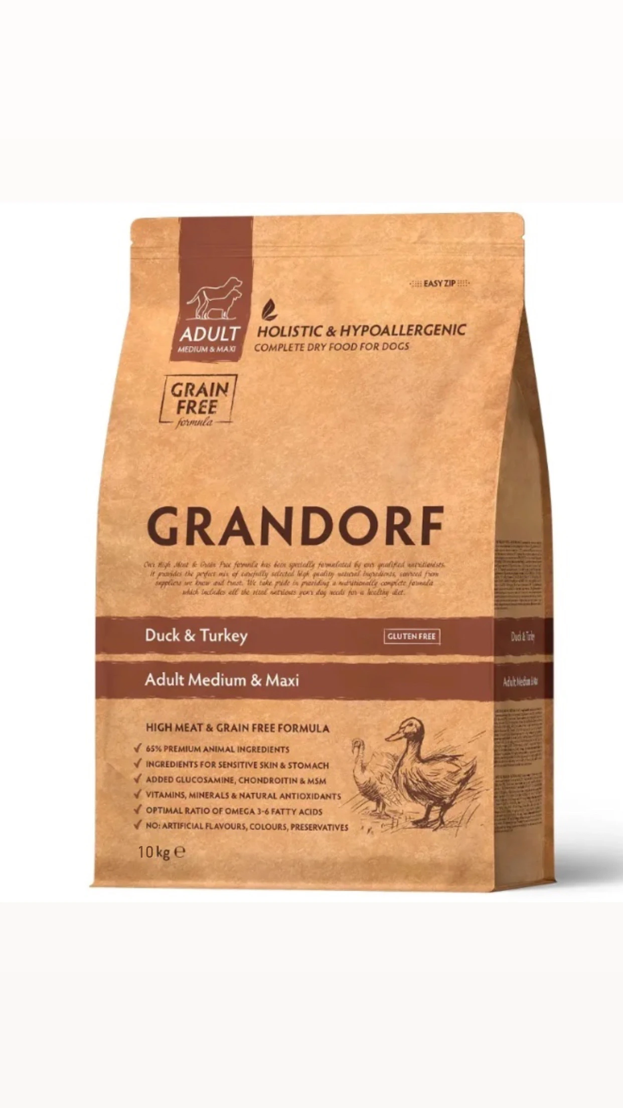 Корм для собак Grandorf Medium & Maxi Duck & Turkey, для середніх та великих порід, 10 кг