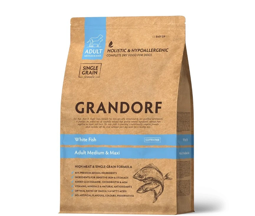Корм для собак Grandorf Medium & Maxi, Біла риба, 3 кг