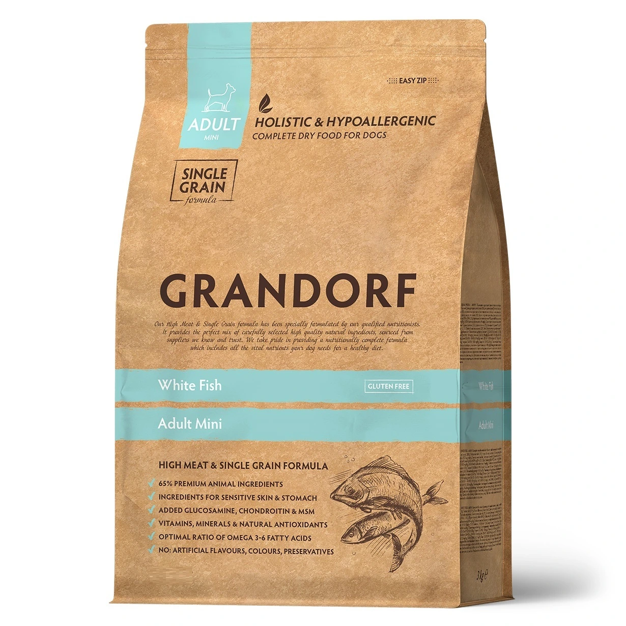 Сухий корм для дорослих собак малих порід Grandorf DOG MINI AD WHITE FISH, 1 кг