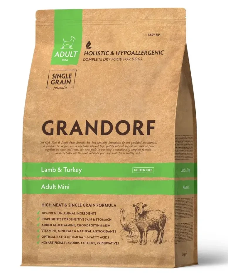 Корм для собак Grandorf Mini, Ягня та індичка, 1 кг