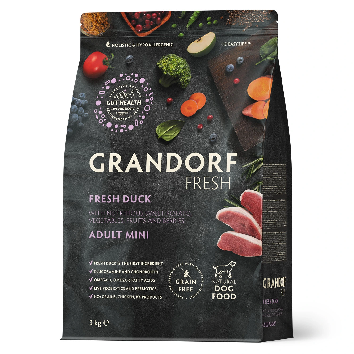 Корм для собак Grandorf Fresh Adult Dog Mini, Качка та батат, 3 кг