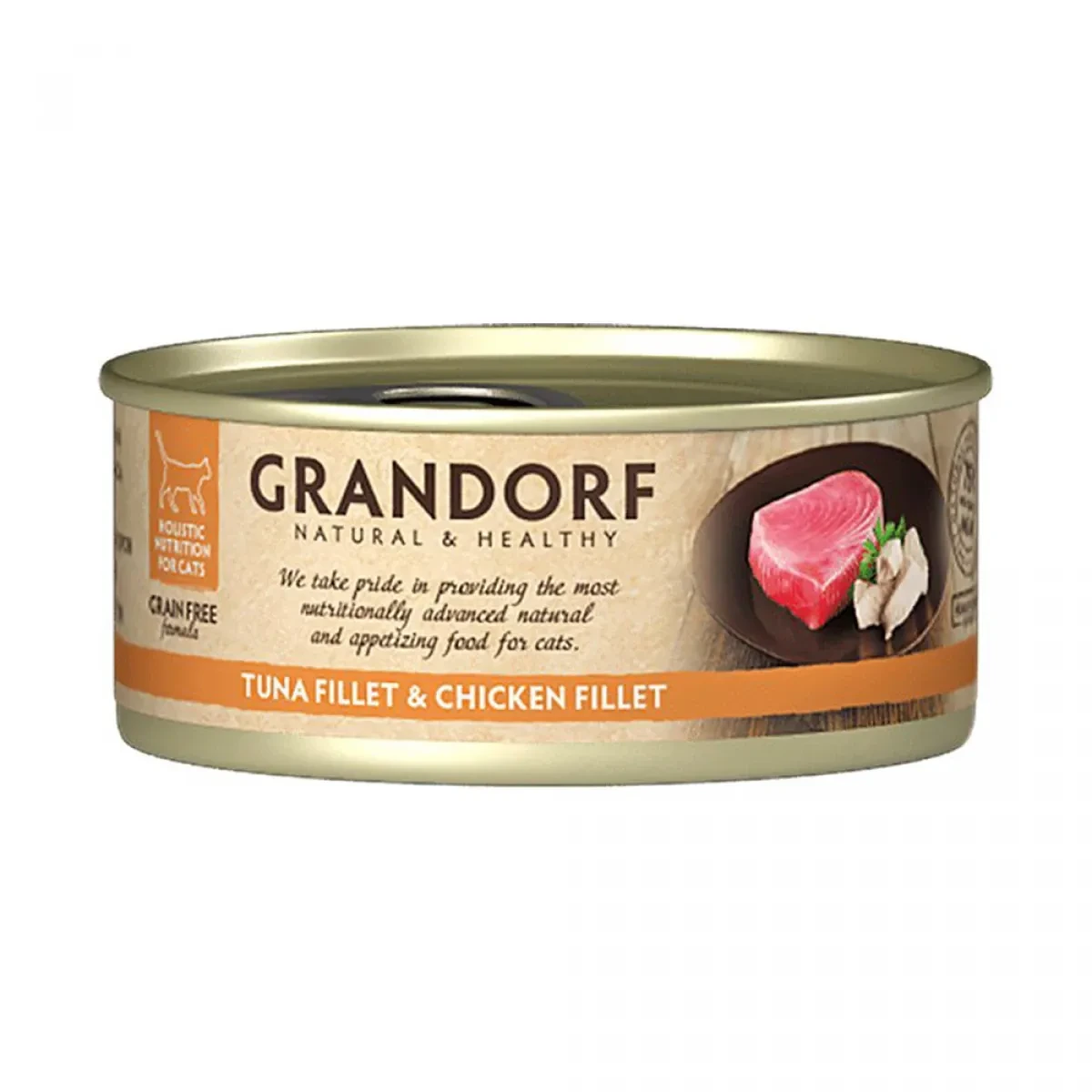 Вологий корм для котів Grandorf GD-Cat, філе тунця з курячою грудкою, 70 г
