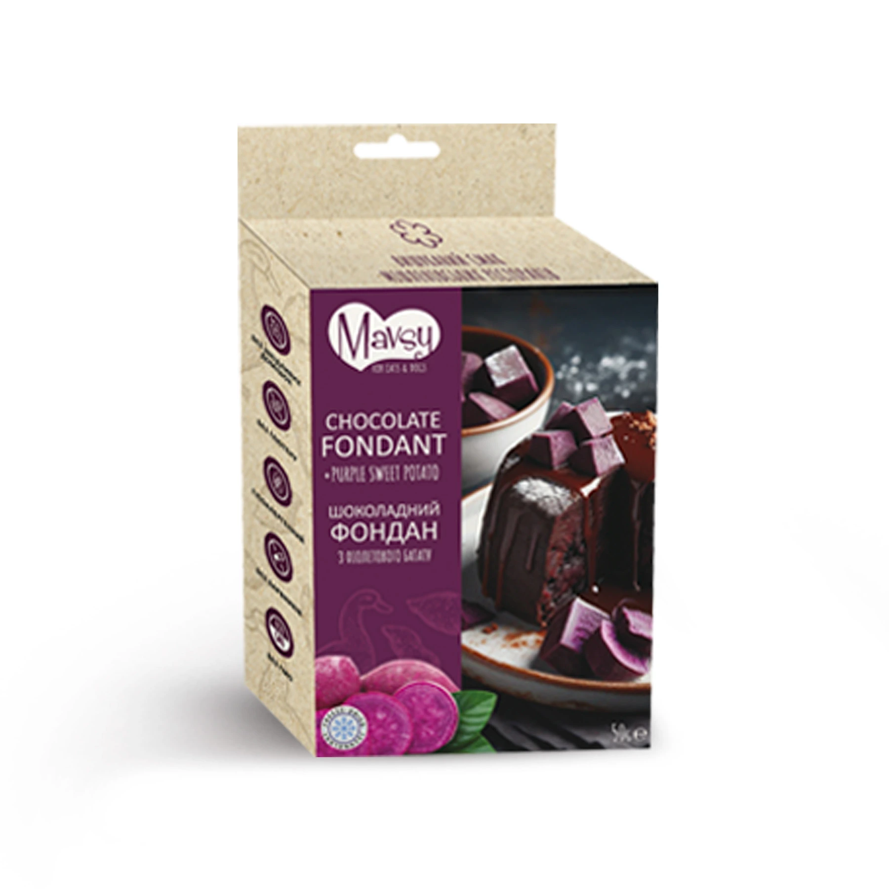 Ласощі для тварин Mavsy FD duck+purple sweet potato, Шоколадний фондан з фіолетового батату, 50г