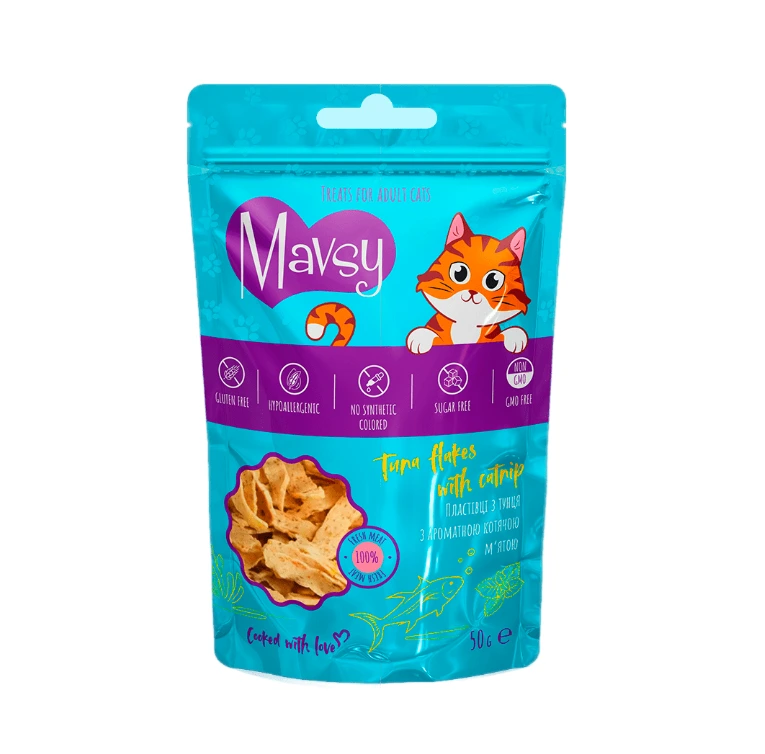 Ласощі для котів Mavsy Tuna Flakes with Catnip 50