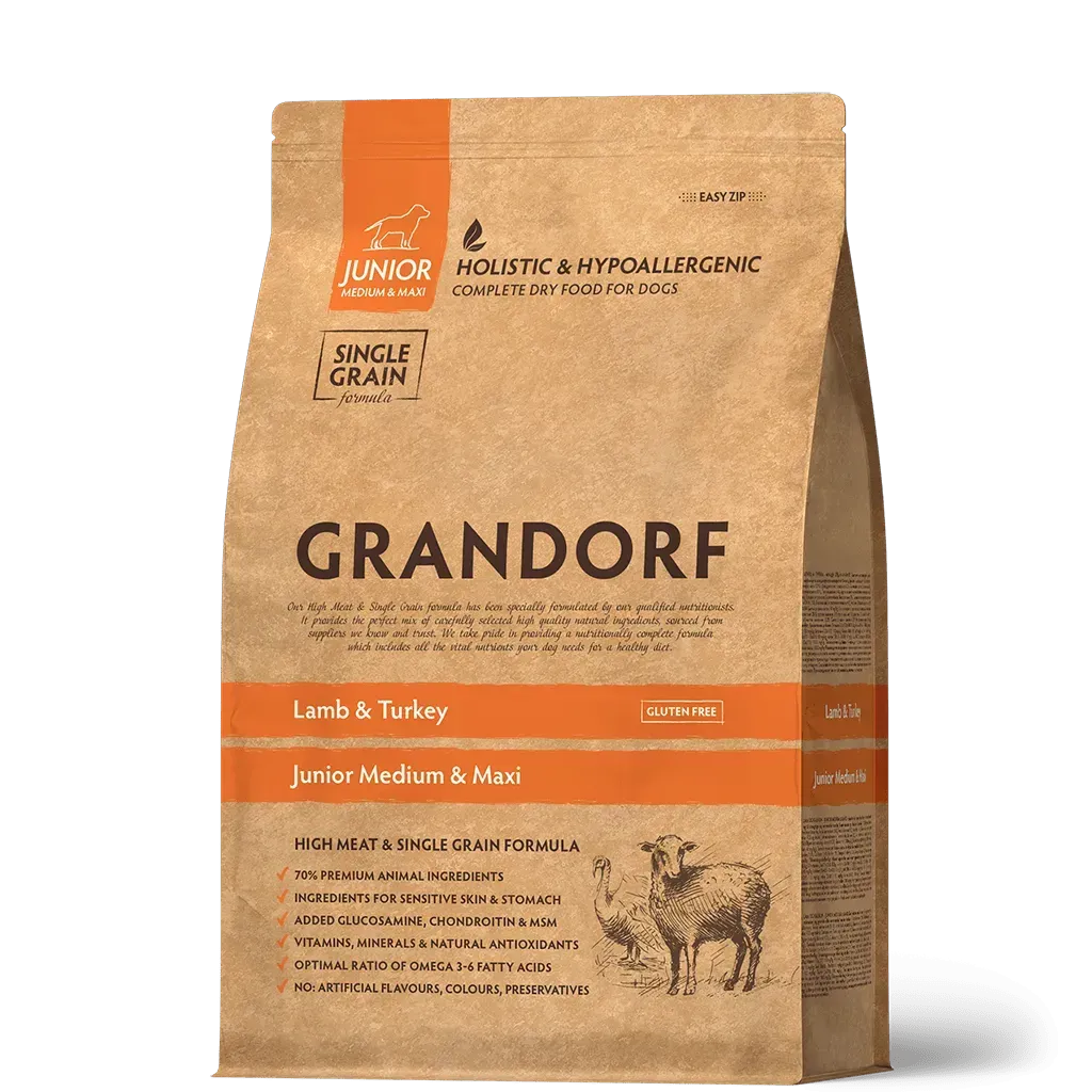 Сухий корм для собак Grandorf Lamb & Turkey Junior, для середніх та великих порід, від 4 місяців 1 кг