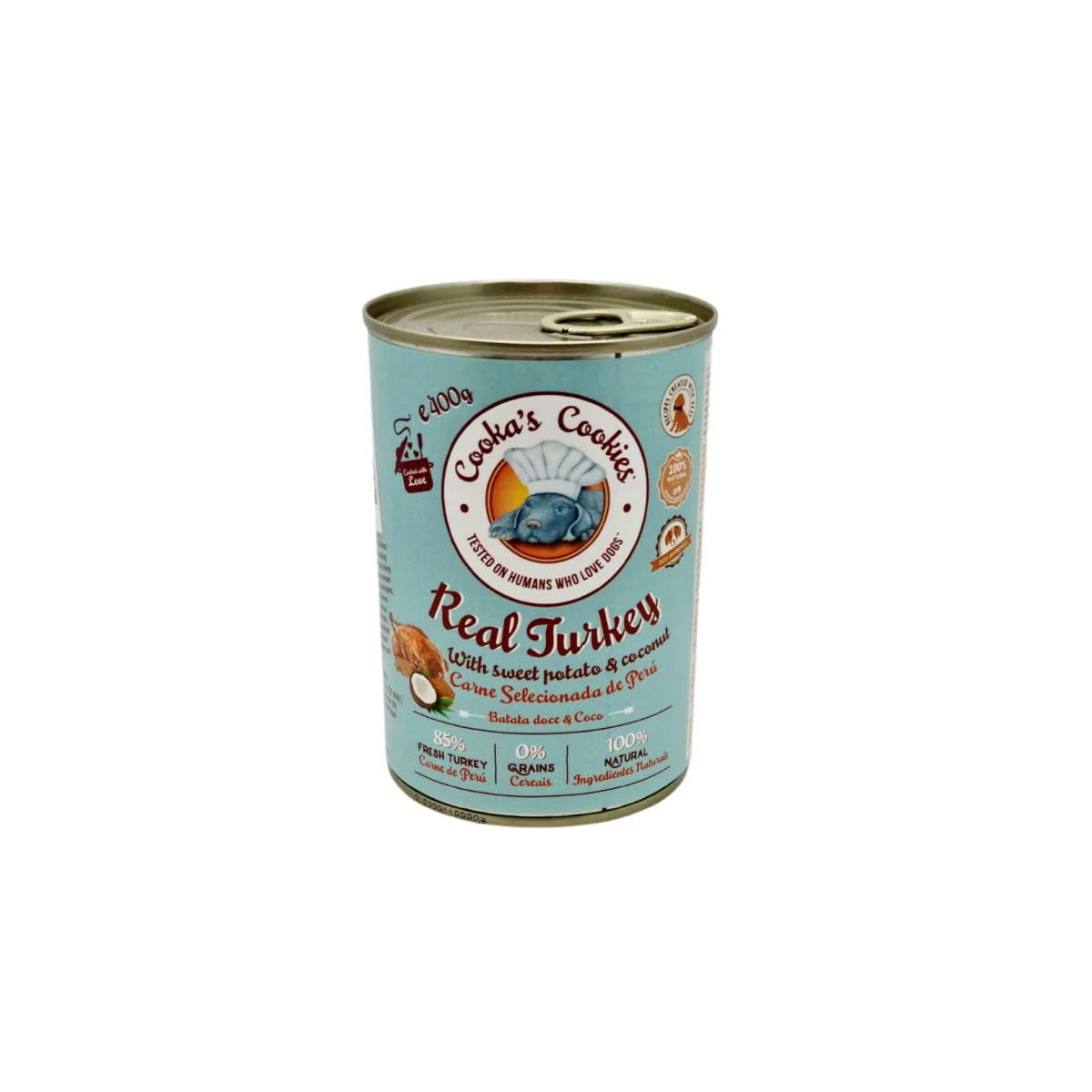 Натуральний вологий корм для собак Cooka's Cookies 85% Індичка з овочами, фруктами та насінням чіа 400 г