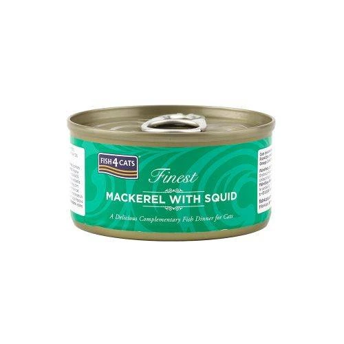 Натуральный влажный корм для котов Fish4Cats Finest Скумбрия с кальмаром 70 г