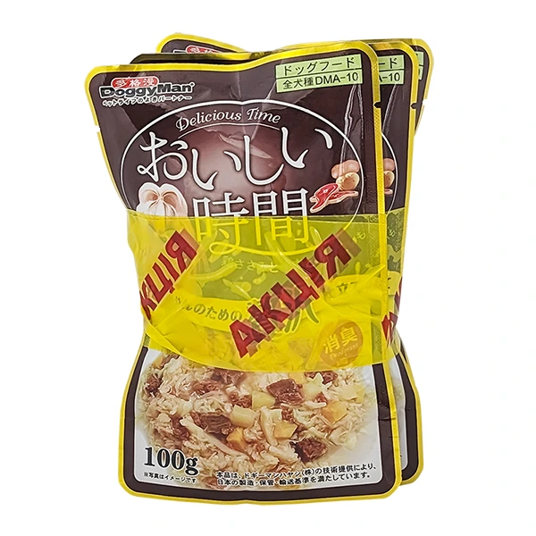 3+1 НАБІР DoggyMan Low Fat Chicken & Beef ДОГГІМЕН КУРКА З ЯЛОВИЧИНОЮ в желе вологий корм, консерви для собак, пауч 4х100г