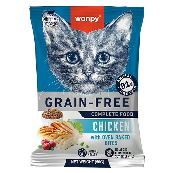 Wanpy Kitten Grain Free Chicken ВАНПІ КУРКА ДЛЯ КОШЕНЯТ сухий беззерновий корм 50г