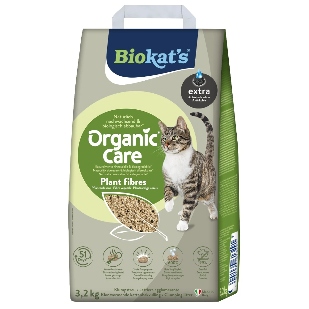 Наповнювач рослинний Biokats для котячого туалету Organic Care Extra 8л/3,2кг