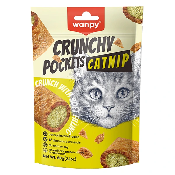 Wanpy Crunchy Pockets Chicken & Catnip ВАНПІ ХРУСТКІ ПОДУШЕЧКИ З КУРКОЮ ТА КОТЯЧОЮ М’ЯТОЮ ласощі для котів