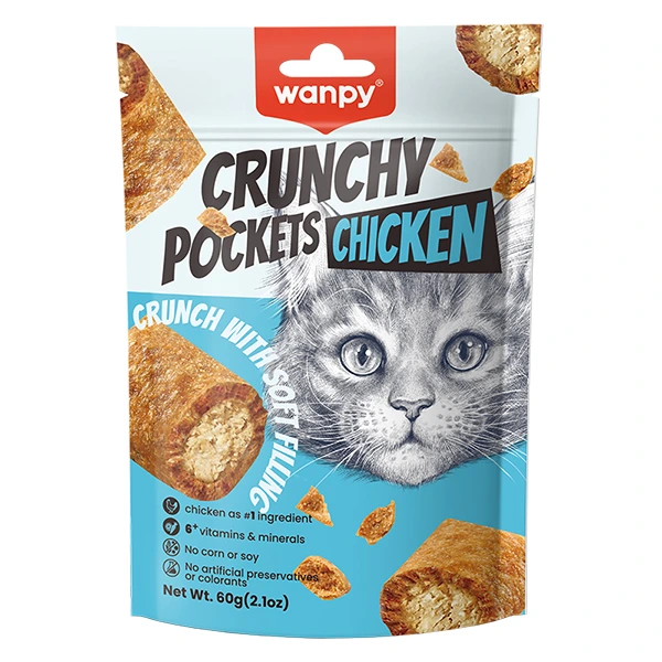 Wanpy Crunchy Pockets Chicken ВАНПІ ХРУСТКІ ПОДУШЕЧКИ З КУРКОЮ ласощі для котів