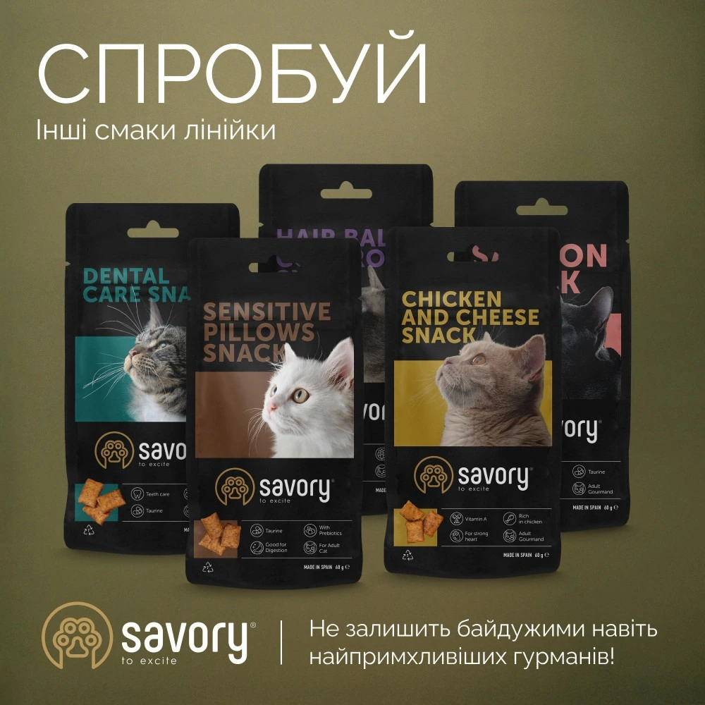 Хрумкі ласощі Savory Cats Snacks Crunchy Balls для дорослих вибагливих котів, кульки з котячою м’ятою, 60 г