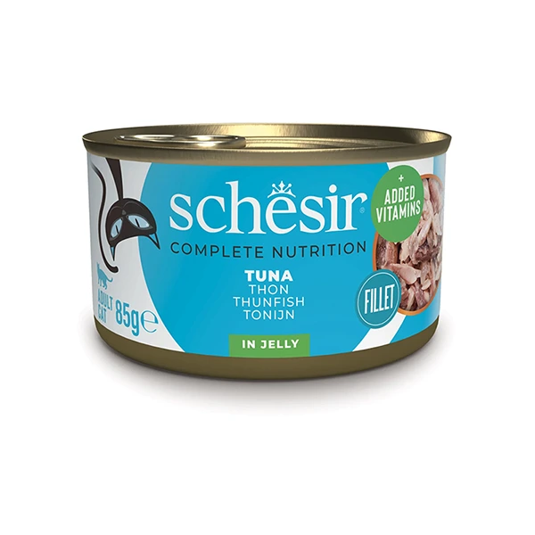 Schesir Tuna ШЕЗІР ТУНЕЦЬ в желе повнораціонний вологий корм консерви для котів, банка 85г