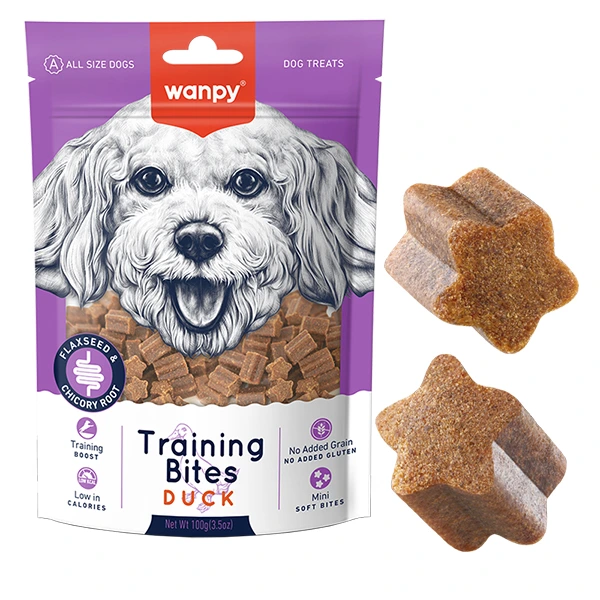 Wanpy Training Bites with Duck ВАНПІ КАЧКА МАЛЕНЬКІ ШМАТОЧКИ м’які низькокалорійні ласощі для тренування собак