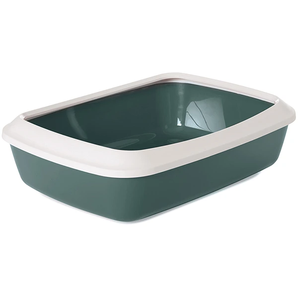 Лоток для котів Savic Iriz Nordic Litter Tray, з бортиком, Сіро-зелений, 42х31х12.5 см